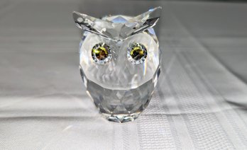 Marked Swarovski Crystal Owl Figurine  - No Box