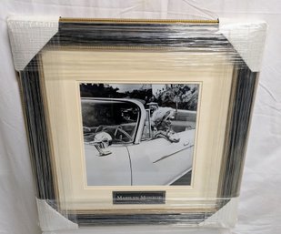 Framed  And Mounted Black And White Photograph Of Marilyn Monroe In A Classic Car