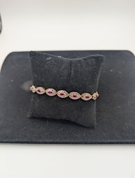 Gold Over Sterling Ruubellite Bracelet 7.5'