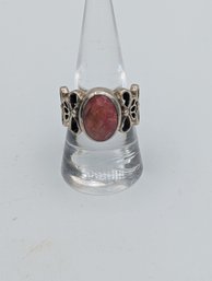 Sterling Rhodonite Ring Size 9 Signed