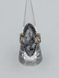 Sterling Dendrite Opal Ring Size 8.75
