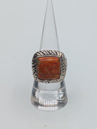 Sterling Orange Jasper Ring