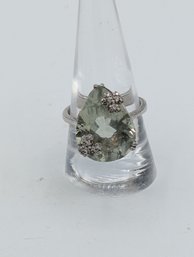 Sterling Green Prasiolite Ring Size 10