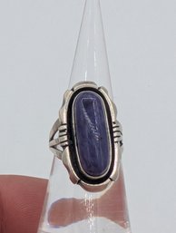 Sterling Charoite Ring Signed Pauline Claw Size 6
