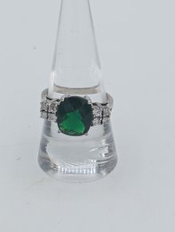 Sterling Emerald Ring Size 9