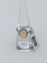 Sterling Opal Diamond Ring Size 8
