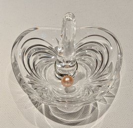 Light Pink Pearl Solitaire Ring & Crystal Heart Ring Holder