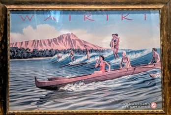Waikiki - Los Angeles Steamship Co. Vintage Travel Poster