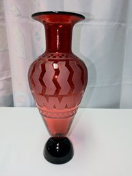 Mid 20th Century Steven Correia Signed, Dated,1988 & #20/200 Red Cameo Art Glass Vase
