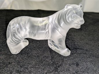 Vintage Marked Lalique, France, Crystal Tiger Figurine - No Box