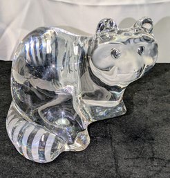 Large & Heavy Daum, France, Marked Crystal Raccoon Staute - No Box