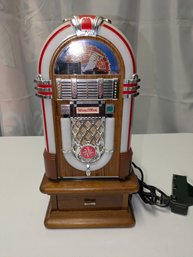 Vintage 1990s Wurlitzer Mini Jukebox With (19) 50s &  60s Music And Base Stand - Read All Notes
