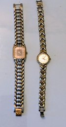 2 Vintage ELGIN Ladies Quartz Gold & Silver Tone Watches