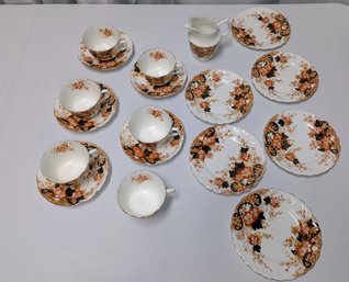 Antique A.B. Jones & Sons, England,  English China Tea/Dessert Set With Mitk Pitcher - C. 1900-1913