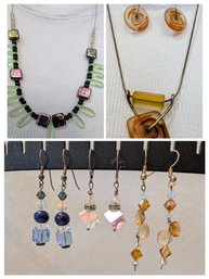 Vintage Amber Multi Color Earrings And Necklace St