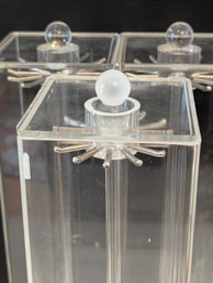 Three Acrylic Lucite Jewelry Stands With Metal Hangers