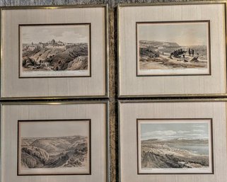 4 Antique Hand-colored Lithographs Of Ancient Israel/Palestine, Nicely  Matted & Framed