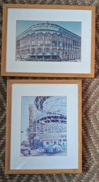 2 Vintage Prints Of Ebbets Fields Brooklyn, New York Dodgers / Coney Island Cyclone
