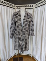 Vintage Solitaire Womens Trench Jacket W/soft Plaid Print