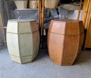 Faux Leather Studded Octagonal Table Storage Containers By Global Views