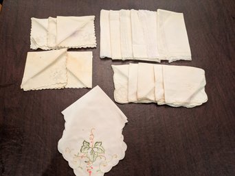 Antique/Vintage Lot Of (17) Various Lace & Embroidered Pattern Napkins