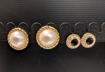 2 Pair Of Elegant Costume Designer Clip On Earrings