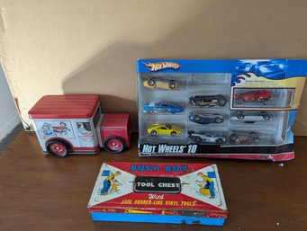 Hot Wheels Cars Set And Vintage Campbells Soup Toy Truck