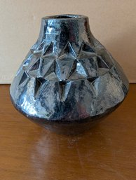 Brutalust Style MCM Studio Design Glazed Ceramic /Pottery Vase  Nicely Carved Possibly Danish?