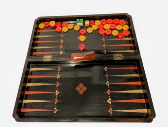Vintage Chinese Lacquered Backgammon Board