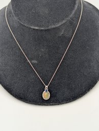 Sterling Blue Sapphire Opal Necklace