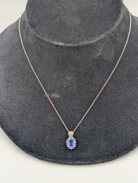 Sterling Blue Stone Necklace
