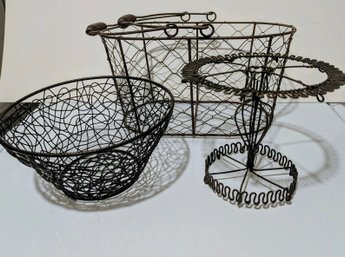 Vintage Antique Wire Basket Collection