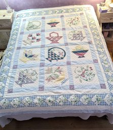 Vintage Flower Basket Patchwork Quilt