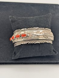 Heavy Sterling Southwestern Cuff Signed BEN