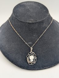 Sterling Faux Cameo Necklace