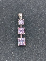 Sterling Pink Cubic Zirconia Pendant