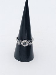 Sterling Black And Clear Gemstones Ring