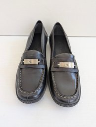 Ralph Lauren Classic Designer Black Leather Flat Loafers Size 9
