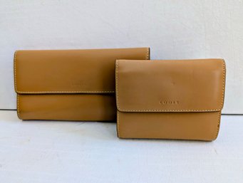 Two Lodis Designer Leather Wallets/Clutches In Tan