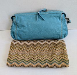 2 Clutches - Francesco Biasia In Aqua And Cole Haan Multicolor Chevron