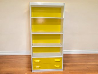 Vintage 1970s Broyhill Chapter One, Yellow & White Shelving Unit