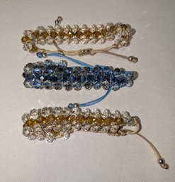 Lot Of 3 Crystal Design Adjustable Band Braclets
