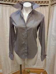 Designer Vertigo's Women's Classic Grey Button Front Collar Dress Shirt