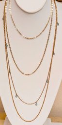 3 Gold Tone Chain Necklaces, 24' 40' And 48'