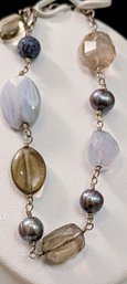 Semi-Precious Stones And FW Pearls Fashioned Bracelet
