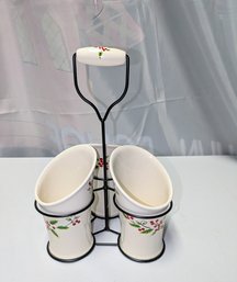 Holly & Berry Porcelain Utensil Holder Caddie