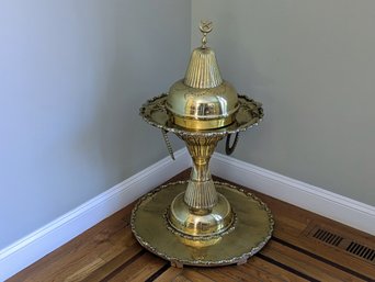 Vintage Large Middle Easterm Brass Brazier/Mangal Or Censer