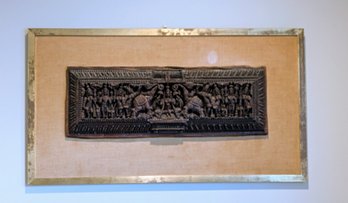 Antique Indian 19th-C. Wood Lintel Freeze Carved Panel