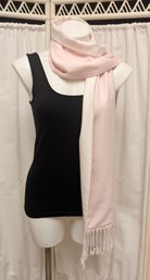 Pink And White 90% Cashmere 10% Silk Scarf