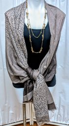 Silk Wool Blend Scarf And Gypsy Double Strand Necklace